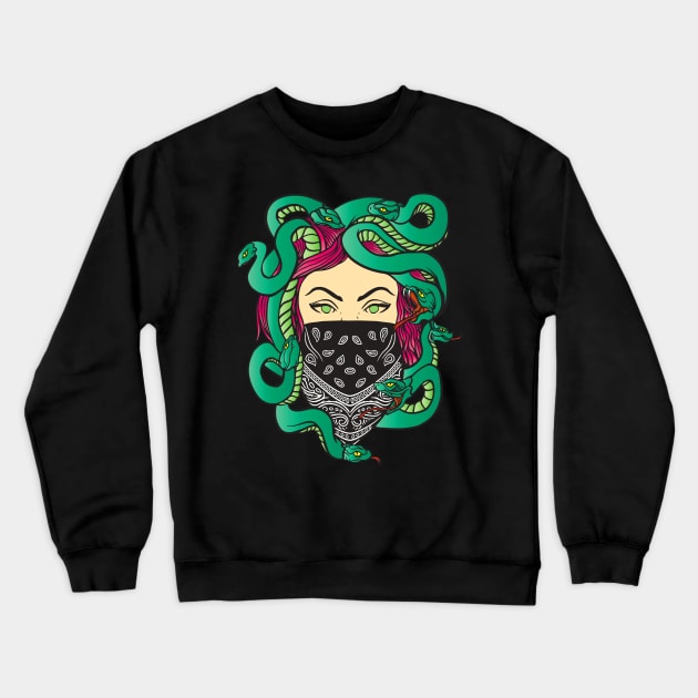 Medusa Gorgon Hip Crewneck Sweatshirt by machmigo